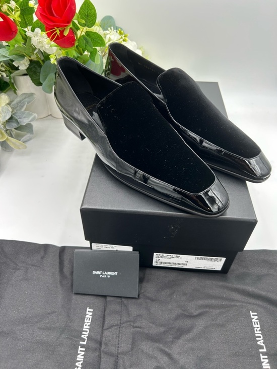Men\'s Saint Laurent patent/velvet loafers size 45 made in Italy main image 8